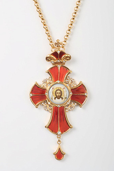 Крест наперсный №149 / золочение / серебро эмаль, гильяш (УИН) Крест наперсный №149 / золочение / серебро эмаль, гильяш (УИН)