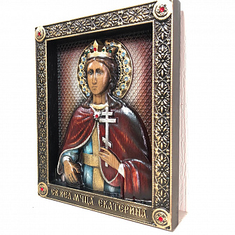 Икона Святая великомученица Екатерина, резная из дерева