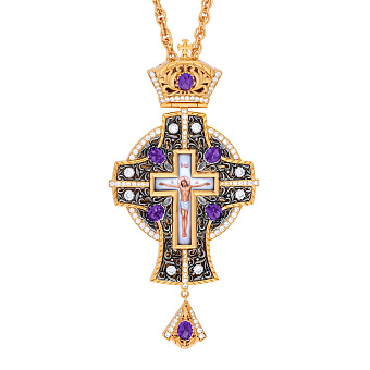 Крест наперсный №101 / Фианиты / золочение, серебрение Крест наперсный №101 / Фианиты / золочение, серебрение