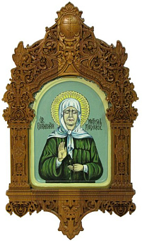 Рукописная икона ''Блаженная старица Матрона Московская'' на кипарисе