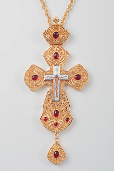 Крест наперсный филигрань №0031 двойной рант,узор финифть /золочение/ Крест наперсный филигрань №0031 двойной рант,узор финифть /золочение/