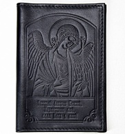 Обложка паспорт, тиснение Ангел Хранитель, крыло пластик  черная