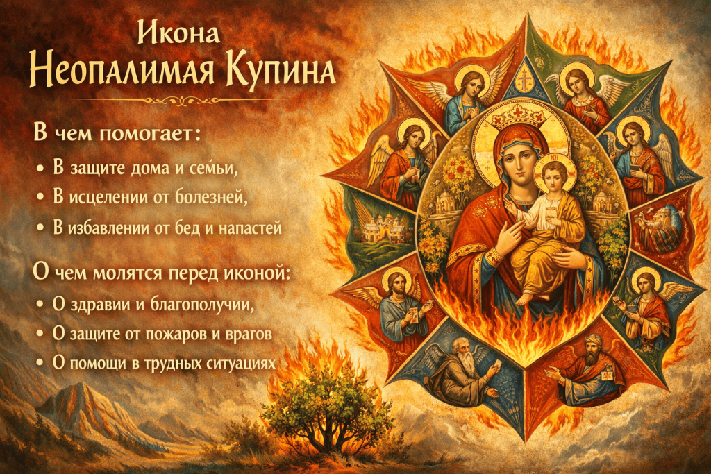 Икона Неопалимая Купина в чем помощь и о чем просят перед ней Икона Неопалимая Купина в чем помощь и о чем просят перед ней