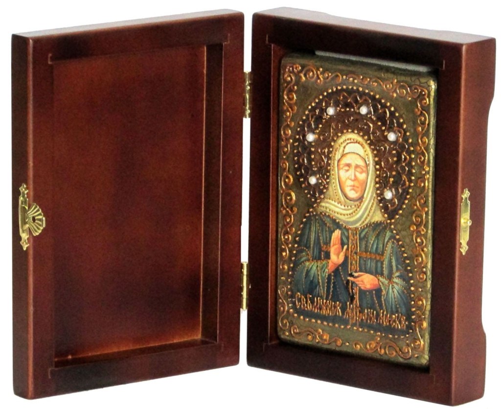 Икона Матрона Московская ручной работы в футляре