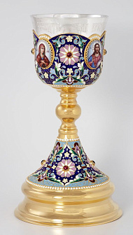 Потир 1.0л 4-финифти, филигрань, эмаль / золочение / серебряный стакан (УИН)