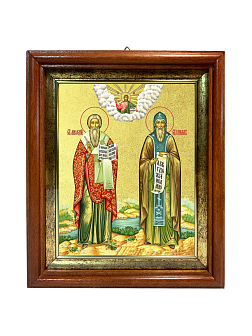 Икона "Кирилл и Мефодий", свв. равноапп., учители словенские, с золочением поталью, 09057-УЛ