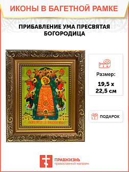 Икона Прибавление ума Божия Матерь на холсте в киоте 122 Икона Прибавление ума Божия Матерь на холсте в киоте 122