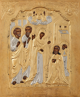 Икона живописная преподобного Сергия Радонежского 22х26, масло, риза №52, золочение