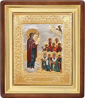 Икона живописная в киоте 13х18 масло, риза № 78, киот №1 Боголюбская БМ