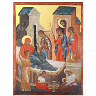 Икона Рождество Пресвятой Богородицы (XVв.) золочение
