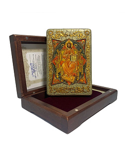 Икона ''Спас в силах'' ручной работы из дуба в футляре