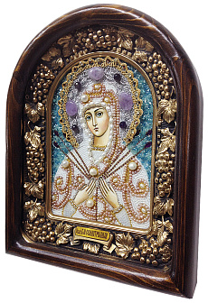 Икона ''Пресвятая Богородица Семистрельная'' с натуральными камнями