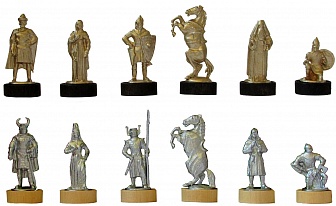 Шахматы исторические "Ледовое побоище" с фигурами из покрашенного цинкового сплава
