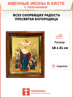 Икона Божией Матери "Всех Скорбящих Радость" с золочением поталью, 03010-УЛ