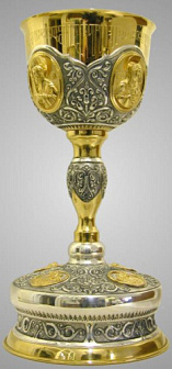 Потир 2.0л 8-литьевых ликов, чеканка / золочение / серебро (УИН)
