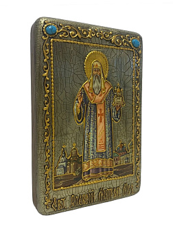Настольная икона ''Святитель Алексий, митрополит Московский и всея России чудотворец'' на мореном ду