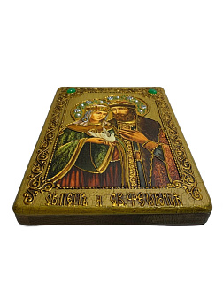Икона ''Петр и Феврония'' из дуба ручной работы