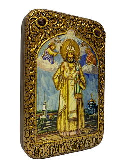 Настольная икона ''Святитель Тихон Задонский'' на мореном дубе