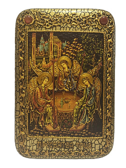 Икона ''Святая Троица'' ручной работы из дуба