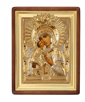 Икона живописная в киоте 50х70 масло, риза №144, киот №1 Феодоровская БМ