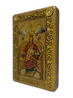 Икона Богородица Державная ручной работы из дуба в футляре