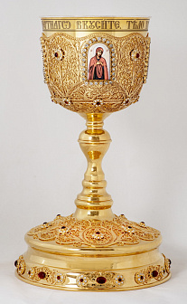 Потир 3.0л 4-деколи, филигрань / золочение / мельхиоровый вкладыш
