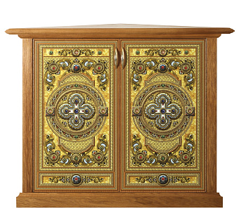 Жертвенник "Маркетри" 0, 9х0, 9 угловой с полкой и дверцей