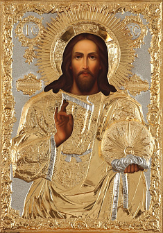 Икона живописная Спасителя 60х90, масло, риза №106, золочение