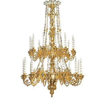 Паникадило 2 яруса 24 свечи с цепями золочение (1-2 ярус) Паникадило 2 яруса 24 свечи с цепями золочение (1-2 ярус)
