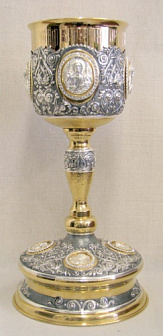 Потир 2.0л 8-литьевых ликов, чеканка / золочение / серебро (УИН)