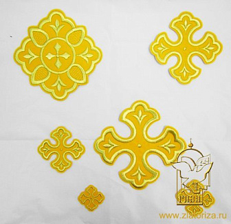 Набор крестов, иерейский, ТРИЛИСТНИК желтый с золотом, 14 шт, арт. 22426
