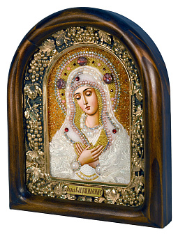 Икона ''Пресвятая Богородица Умиление'' из жемчуга
