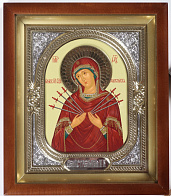 Икона в киоте 18х24 сложный, темпера, венчик, риза-рамка №1 Семистрельная БМ