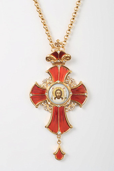 Крест наперсный №149 / золочение / серебро эмаль, гильяш (УИН)