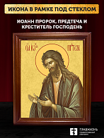 Икона Иоанн пророк Предтеча и Креститель Господень, деревянная рамка со стеклом 15х18х2 см 081