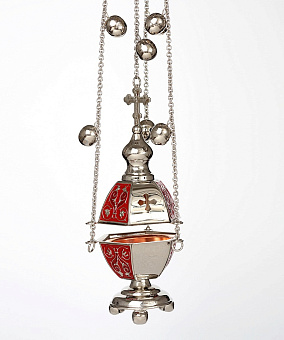 Кадило шестигранное №1 никель эмаль с позвонцами