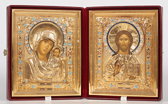 Икона венчальная №5 а золочение Спаситель-Казанская БМ