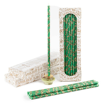 Свечи праздничные №20/40 (уп 25шт), ЗЕЛЁНЫЕ (Золотая лоза)