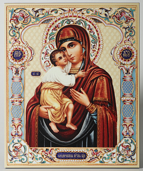 Икона на доске 33х40 объемная печать, лак Феодоровская БМ