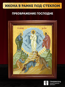 Икона Преображение Господне, деревянная рамка со стеклом 15х18х2 см 1230