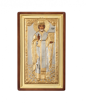 Икона живописная в киоте 60х120 масло, риза №170, киот №1 Николай Чудотворец