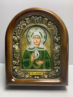 Именная икона Матрона Московская бисер, дерево