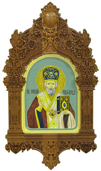 Рукописная икона ''Святитель Николай, архиепископ Мир Ликийский (Мирликийский), чудотворец'' на кипарисе