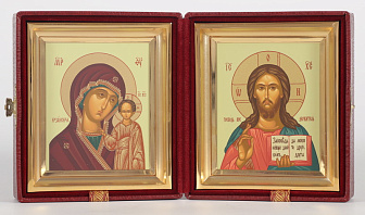 Венчальная икона "Господь Вседержитель, Богородица Казанская" золото