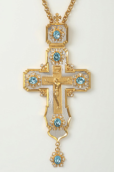 Крест наперсный №106 / золочение / серебро литьевое распятие, гильяш (УИН) Крест наперсный №106 / золочение / серебро литьевое распятие, гильяш (УИН)