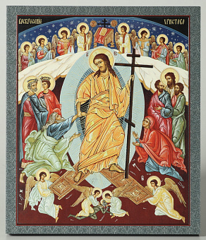 Икона на на доске 22х26 объёмная печать, лак Воскресение Христово 1