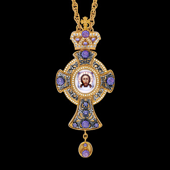 Крест наперсный №1449 / Фианиты / золочение, серебрение