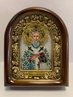 179 Именная икона Лев Катанский бисер, дерево 179 Именная икона Лев Катанский бисер, дерево