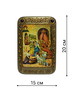 Настольная икона ''Рождество Пресвятой Богородицы'' на мореном дубе