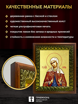 Икона София мученица с золочением, деревянная рамка с басмой и стеклом 18х21х2,5 см 134